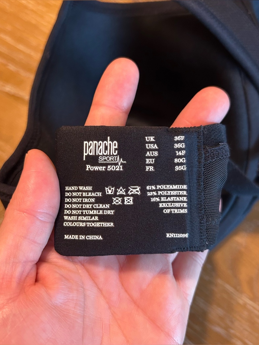Panache Sport Power 5021 High-Impact Sports Bra In Black Size 36G - Picture 5 of 6